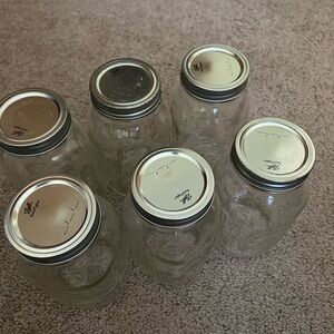 Glass Storage Jars with Silver Lids 6pcs 800ml